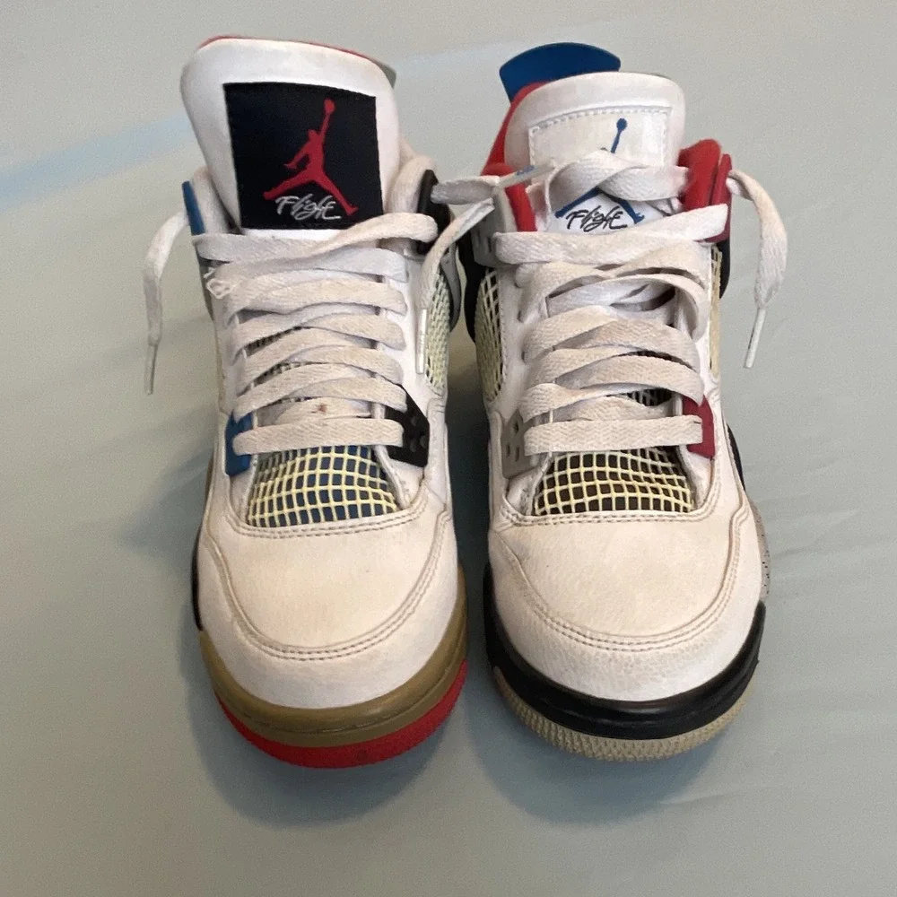 Nike Air Jordan 4 Men's Mid Top Leather Lace-Up Colorblock Basketball Shoes
